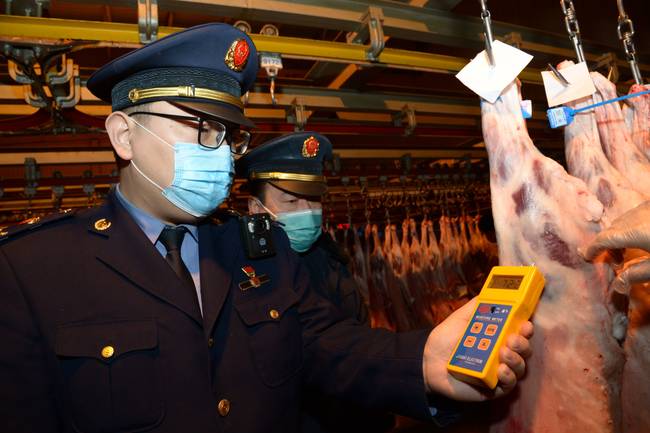 通州对八里桥农产品中心批发市场羊肉批发环节进行检查,未查出"瘦肉精